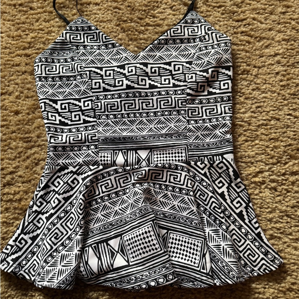 Charlotte Russe Black and White Patterned Top